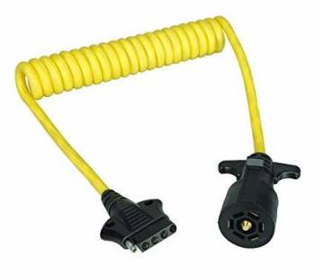 Wesbar - Wesbar Trailer Plug Adapter - Coil Cord - 4 Ft. . Long - Plastic - Black/Yellow