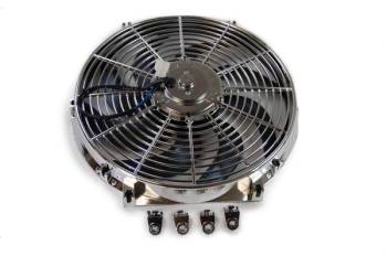 Racing Power - Racing Power Electric Cooling Fan - Push/Pull - 1750 CFM - 12V - Curved Blade - 15 X 15" - 3" Thick - Plastic - Chrome