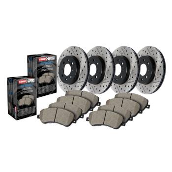 StopTech - StopTech Premium Brake Rotor and Pad Kit - Front/Rear - Ceramic Pads - Iron - Black Paint