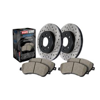 StopTech - StopTech Premium Brake Rotor and Pad Kit - Rear - Ceramic Pads - Iron - Black Paint