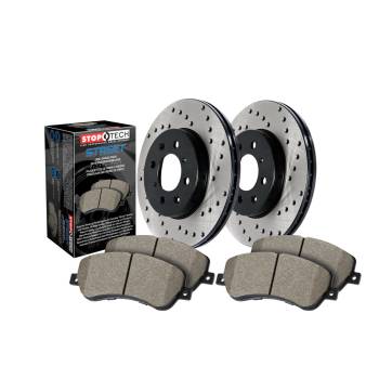 StopTech - StopTech Premium Brake Rotor and Pad Kit - Front - Semi-Metallic Pads - Iron - Black Paint