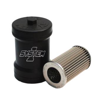 System 1 - System 1 Fuel Filter - 10 Micron - Stainless Steel Louver - Spin On - 1" - 12 Thread - O-Ring - Aluminum - Black