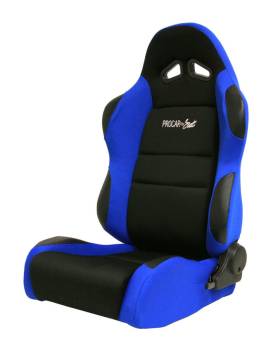Procar by Scat - ProCar Sportsman Racing Seat - Left Side - Black Velour Inside - Blue Velour Wings and Bolsters