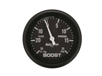 Auto Meter - Autometer Auto Gage Boost/Vacuum Gauge - 30 in HG-20 psi - 2-5/8 in Diameter - Black Face