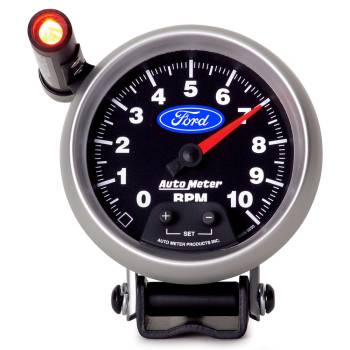 Auto Meter - Autometer 10000 RPM Tachometer - 3-3/4 in Diameter - Pedestal Mount - Shift Light - Memory - Ford Logo - Black Face