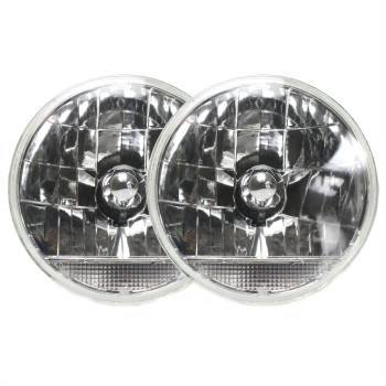 AutoLoc - Auto-Loc Snake-Eye 7 in OD Headlight - H4 Bulb - Clear Turn Signal - Glass/Steel (Pair)
