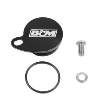 B&M - B&M Speedometer Port Plug - Black - B&M Logo - TF-727/36RH/37RH/46RH/47RH - Mopar