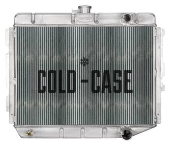 Cold-Case Radiators - Cold-Case Polished Aluminum Radiator - 29 in W x 23 in H x 3 in D - Passenger Side Inlet / Outlet - Manual - Mopar A-Body/B-Body/C-Body/E-Body 1966-74