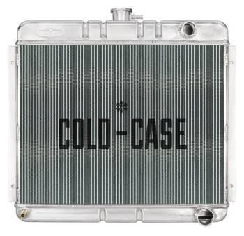 Cold-Case Radiators - Cold-Case Polished Aluminum Radiator - 25 in W x 22.500 in H x 3 in D - Driver Side Inlet/Passenger Side Outlet - Manual - Mopar A-Body/B-Body 1970-72