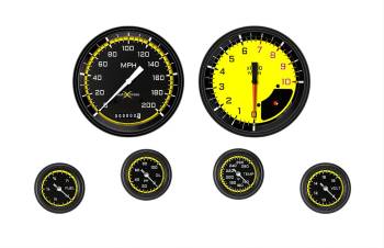 Classic Instruments - Classic Instruments AutoCross Gauge Kit - Full Sweep - Low Step Black Bezel - Black/Yellow Face