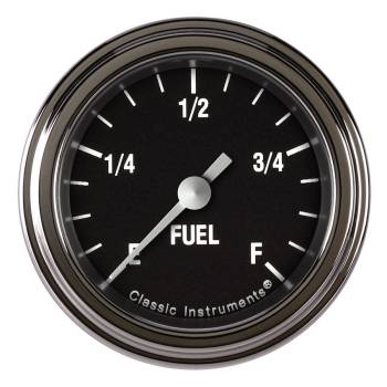 Classic Instruments - Classic Instruments Hot Rod Fuel Level Gauge - Programmable ohm - Full Sweep - 2-1/8 in Diameter - Low Step Stainless Bezel - Black Face
