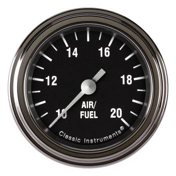 Classic Instruments - Classic Instruments Hot Rod Air-Fuel Ratio Gauge - 10:1-20:1 Ratio - Full Sweep - 2-1/8 in Diameter - Low Step Stainless Bezel - Black Face