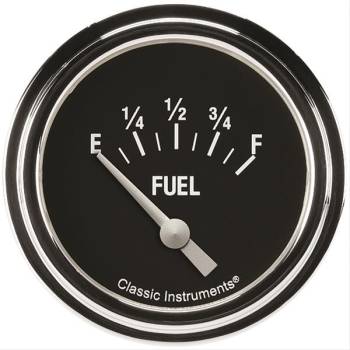Classic Instruments - Classic Instruments Hot Rod Fuel Level Gauge - 0-90 OHM - Short Sweep - 2-5/8 in Diameter - Low Step Stainless Bezel - Black Face