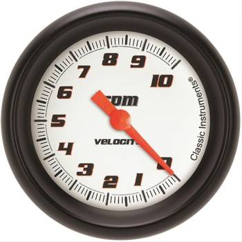 Classic Instruments - Classic Instruments Velocity Tachometer - 0-10000 RPM - Full Sweep - 2-5/8 in Diameter - Black Bezel - White Face