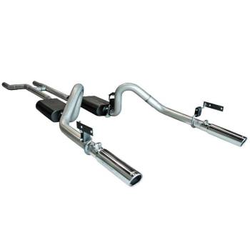 Flowmaster - Flowmaster American Thunder Header-Back Exhaust System - 2-1/2 in Diameter - Dual Rear Exit - 3 in Polished Tip - Stainless - Ford Mustang 1967-70