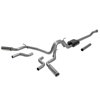 Flowmaster - Flowmaster American Thunder Cat-Back Exhaust System - 3 in Diameter - Dual Rear/Side Exit - 3-1/2 in Polished Tips - Ford Fullsize Truck 2021-22