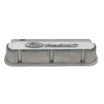Ford Racing - Ford Racing Slant-Edge Tall Valve Cover - Baffled - Breather Hole - Raised Ford Racing Logo - Small Block Ford (Pair)