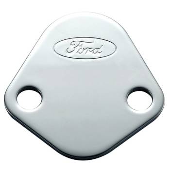 Ford Racing - Ford Racing Fuel Pump Blockoff - Chrome - Ford Logo - Ford V8