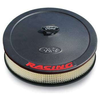 Ford Racing - Ford Racing Air Cleaner Assembly - 13 in Round - 2-5/8 in Element - 5-1/8 in Carb Flange - Drop Base - Red Ford Racing Logo - Black Crinkle