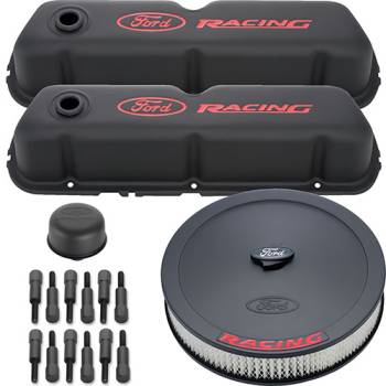 Ford Racing - Ford Racing Engine Dress Up Kit - Ford Racing Logo - Black Crinkle - Small Block Ford