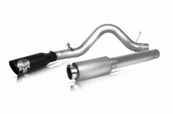 Gibson Performance Exhaust - Gibson Patriot Skull Series Cat-Back Exhaust System - 4 in Diameter - Single Side Exit - 6 in Black Tip - Stainless - Ford Fullsize Truck 2020