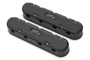 Holley - Holley Vintage Series Stock Height Valve Cover - Holley Logo - Hidden Coils - 2 Piece - Satin Black - GM LS-Series (Pair)