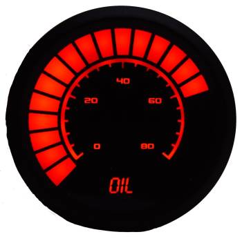 Intellitronix - Intellitronix Bargraph Digital Oil Pressure Gauge - 0-80 psi - LED - 2-1/16 in Diameter - Black Face - Red LED
