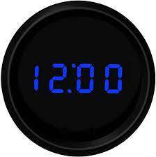 Intellitronix - Intellitronix Clock - 2-1/16 in Diameter - Digital Display - 12-Hour Format - LED Indicator Lights - Blue LED - Black Face
