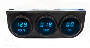 Intellitronix - Intellitronix Digital Gauge Panel Assembly - 2-1/16 in Diameter Gauges - Voltmeter/Water Temperature/Oil Pressure - Black Face - Blue LED