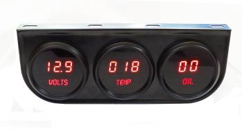Intellitronix - Intellitronix Digital Gauge Panel Assembly - 2-1/16 in Diameter Gauges - Voltmeter/Water Temperature/Oil Pressure - Black Face - Red LED