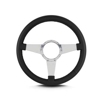Lecarra Steering Wheels - Lecarra Mark 4 Steering Wheel - 14 in Diameter - 1-1/2 in Dish - 3-Spoke - Black Leather Grip - Polished