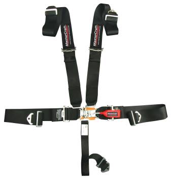 Mastercraft Safety - Mastercraft 5 Point Latch and Link Harness - SFI 16.1 - Bolt-On - 3 in Straps - Pull Down Adjust - Individual Harness - Black