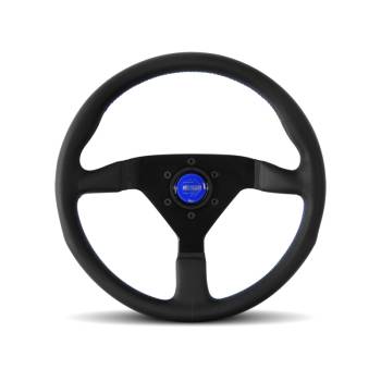 Momo - Momo Monte Carlo Steering Wheel - 350 mm Diameter - 40 mm Dish - 3-Spoke - Black Leather Grip - Black