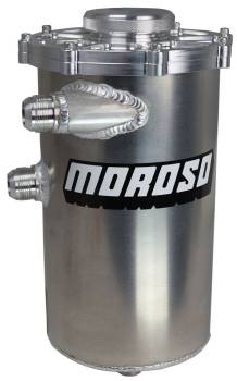 Moroso Performance Products - Moroso Dry Sump Oil Tank - 6 Quart - 15 in Tall - 7 in Diameter - 16 AN Male Inlet - 12 AN Male Outlet - 16 AN O-Ring Breather Port