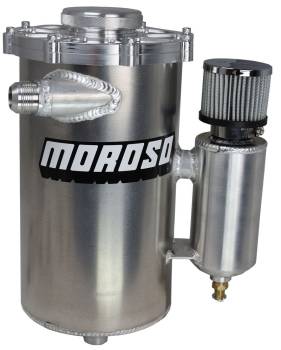 Moroso Performance Products - Moroso Dry Sump Oil Tank - 6 Quart - 15 in Tall - 7 in Diameter - 16 AN Male Inlet - 12 AN Male Outlet - Breather Tank