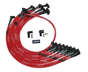 Moroso Performance Products - Moroso Ultra Spiral Core Spark Plug Wire Set - 8 mm - Sleeved - Red - 90 Degree Boots - HEI Style Terminal - Over The Valve Cover - Small Block Chevy