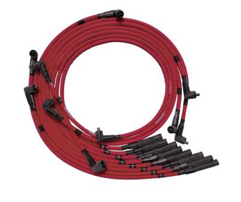 Moroso Performance Products - Moroso Ultra Spiral Core Spark Plug Wire Set - 8 mm - Sleeved - Red - Straight Plug Boots - Socket Style - Mopar B/RB-Series