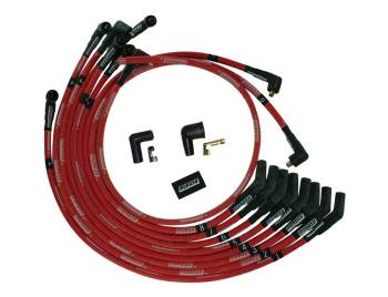 Moroso Performance Products - Moroso Ultra Spiral Core Spark Plug Wire Set - 8 mm - Sleeved - Red - 135 Degree Plug Boots - Socket Style - Small Block Ford