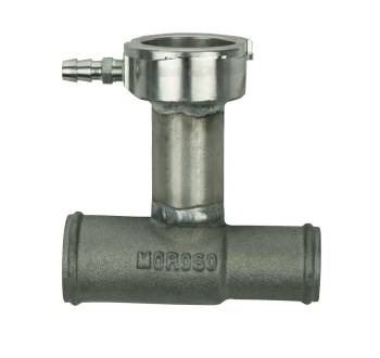 Moroso Performance Products - Moroso Extended Filler Neck - Hose Mount - 1-1/2 in Hose to 1-1/4 in Hose - 1/8 in NPT Hose Barb