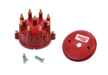 MSD - MSD Distributor Cap - HEI Style Terminals - Brass Terminals - Screw Down - Red - Non-Vented - MSD Pro-Billet Distributors - Small Block Chevy