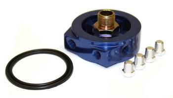 Prosport Gauges - Prosport Sandwich Oil Cooler Adapter - Bolt-On - 3/4-16 in Center Thread - 1/8 in NPT Female Inlet/Outlet - Two 1/8 in NPT Ports - Blue
