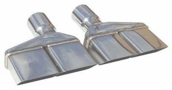 Pypes Performance Exhaust - Pypes Clamp-On Exhaust Tip - 2-1/2 in Inlet Pipe Diameter - Dual 2-1/4 in Square Outlets - 11 in Long - Angled Cut - Polished - Mopar E-Body 1970-74