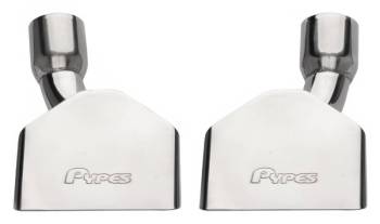 Pypes Performance Exhaust - Pypes Clamp-On / Weld-On Exhaust Tip - 2-1/2 in Inlet - 2 x 6-3/4 in Rectangle Tip - Single Wall - Angled Cut - Stainless - Polished (Pair)