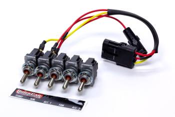 QuickCar Racing Products - QuickCar Switch Panel - 3-3/4 x 1-1/4 in - 4 Toggles/1 Momentary Toggle