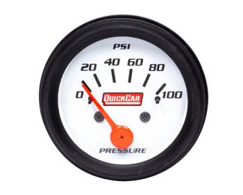 QuickCar Racing Products - QuickCar Oil Pressure Gauge - 0-100 psi - 2 in Diameter - White Face