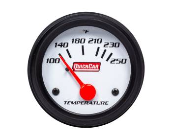 QuickCar Racing Products - QuickCar LED Water Temp Gauge - 100-250 Degree F - Mechanical - Analog - 2 in Diameter - White Face