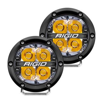 Rigid Industries - Rigid Industries 360 Series LED Fog / Spot Light Assembly - 4 LEDs - Amber - 4 in Diameter - Surface Mount - Black (Pair)