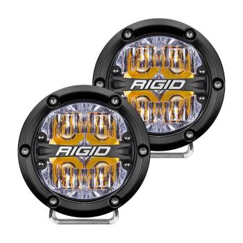 Rigid Industries - Rigid Industries 360 Series LED Driving Light Assembly - 4 LEDs - Amber - 4 in Diameter - Surface Mount - Black (Pair)