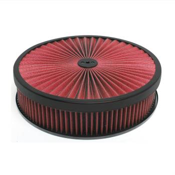 Racing Power - Racing Power Muscle Air Cleaner Assembly - 14 in Round - 3 in Tall - 5-1/8 in Carb Flange - Drop Base - Red Filter - Black