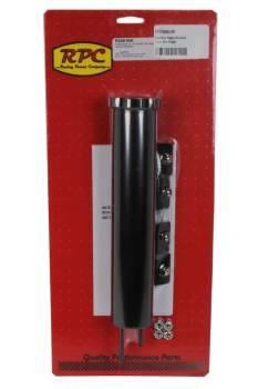 Racing Power - Racing Power Overflow Tank - 10 in tall - 2 in Diameter - 1/4 in Hose Barb Inlet - 1/4 in Hose Barb Outlet - Stainless - Black